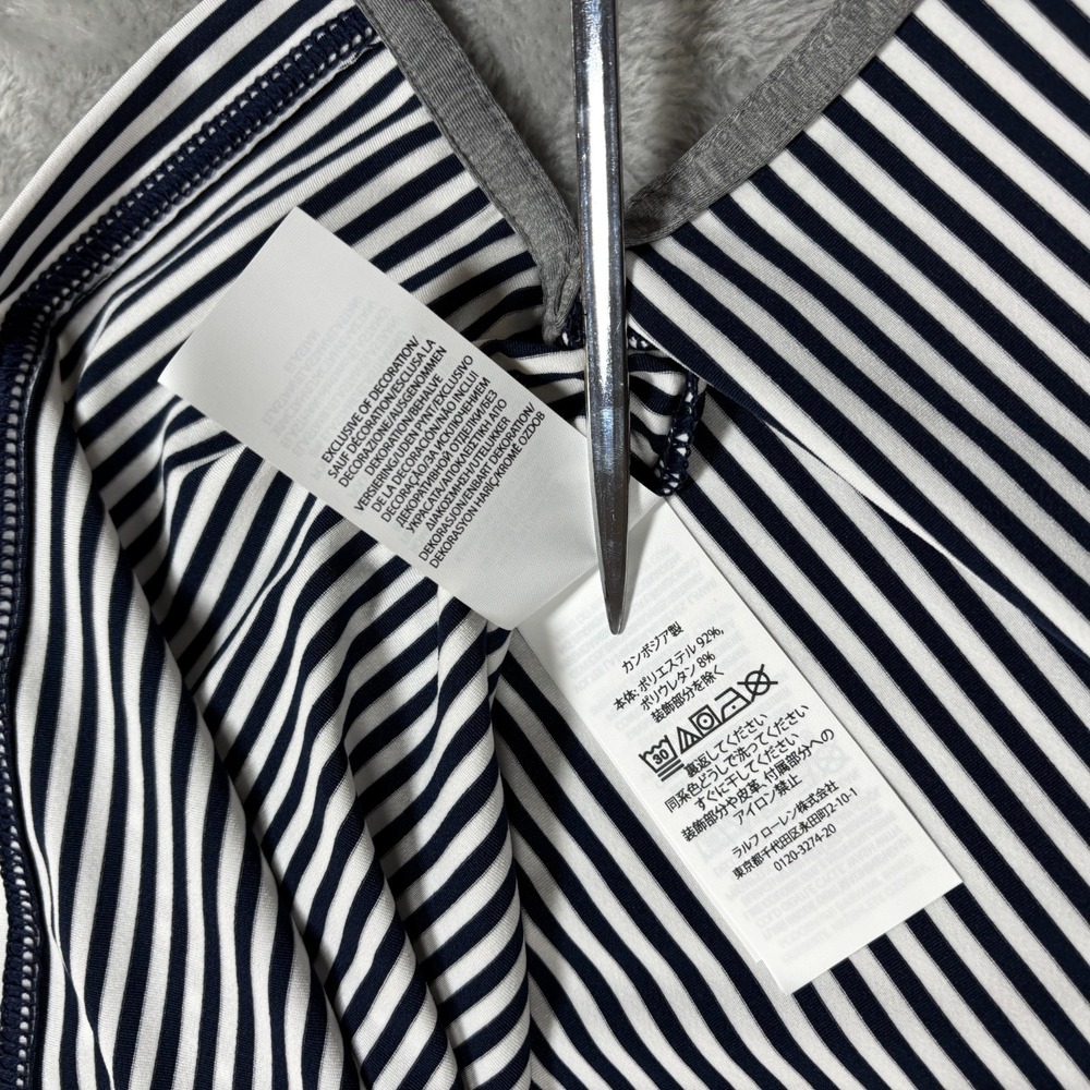 Ralph Lauren RLX Polo Shirt Mens Large Black White Striped Wicking Performance - Picture 6 of 12